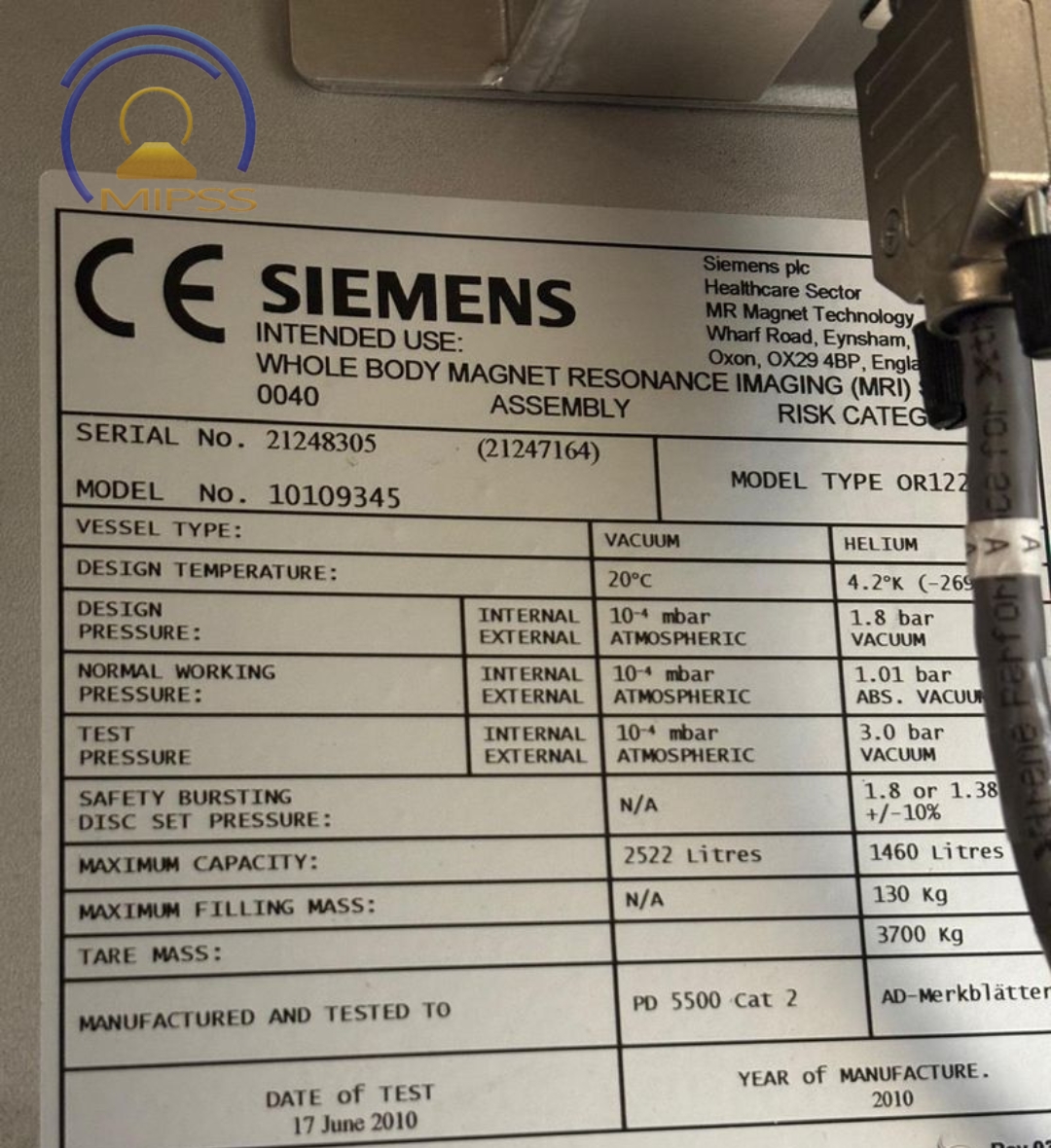 2010 Siemens 1.5T  Espree TIM 8 Channel 