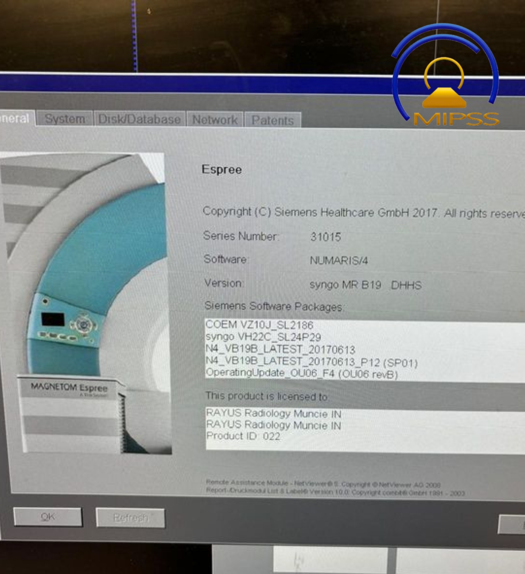 2010 Siemens 1.5T  Espree TIM 8 Channel 